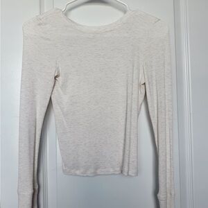 Aerie Cream Long Sleeve Tee